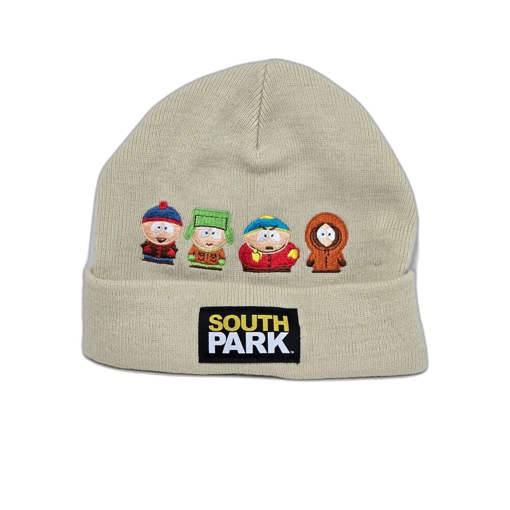 South Park Embroidered Cuffed Beanie Hat | Unisex One Size | Beige